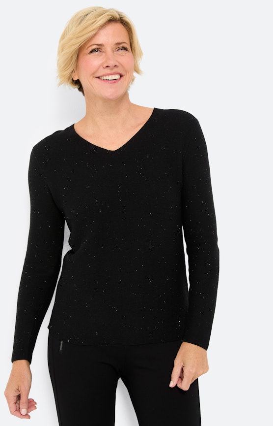 Gebreide trui met pailletten, zwart