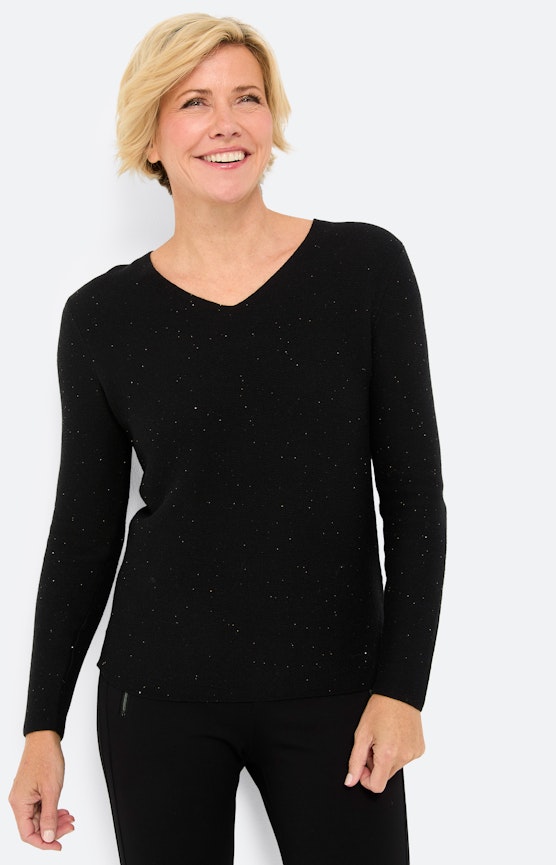Gebreide trui met pailletten, zwart