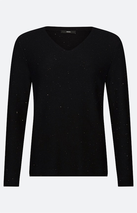 Gebreide trui met pailletten, zwart