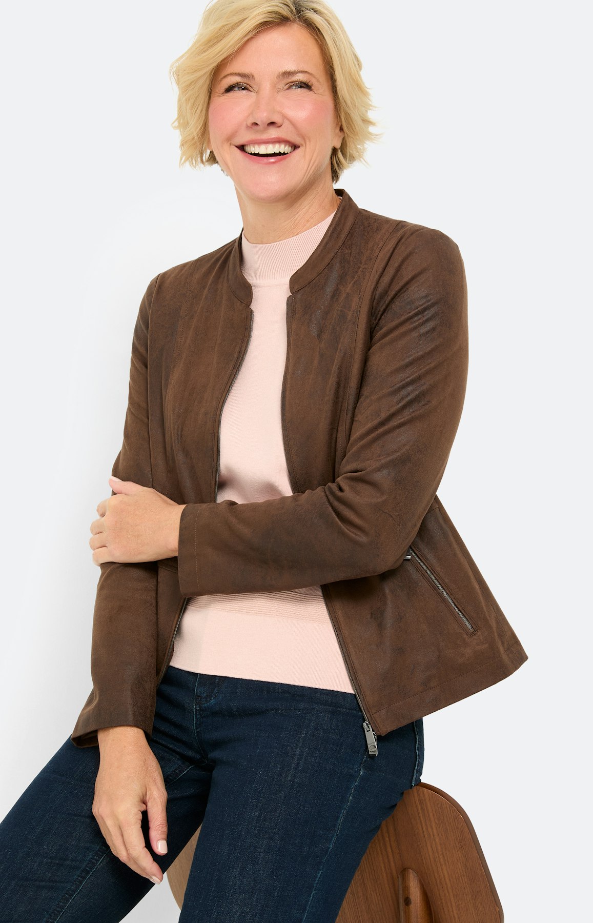 Trui met glittereffect, lichtroze