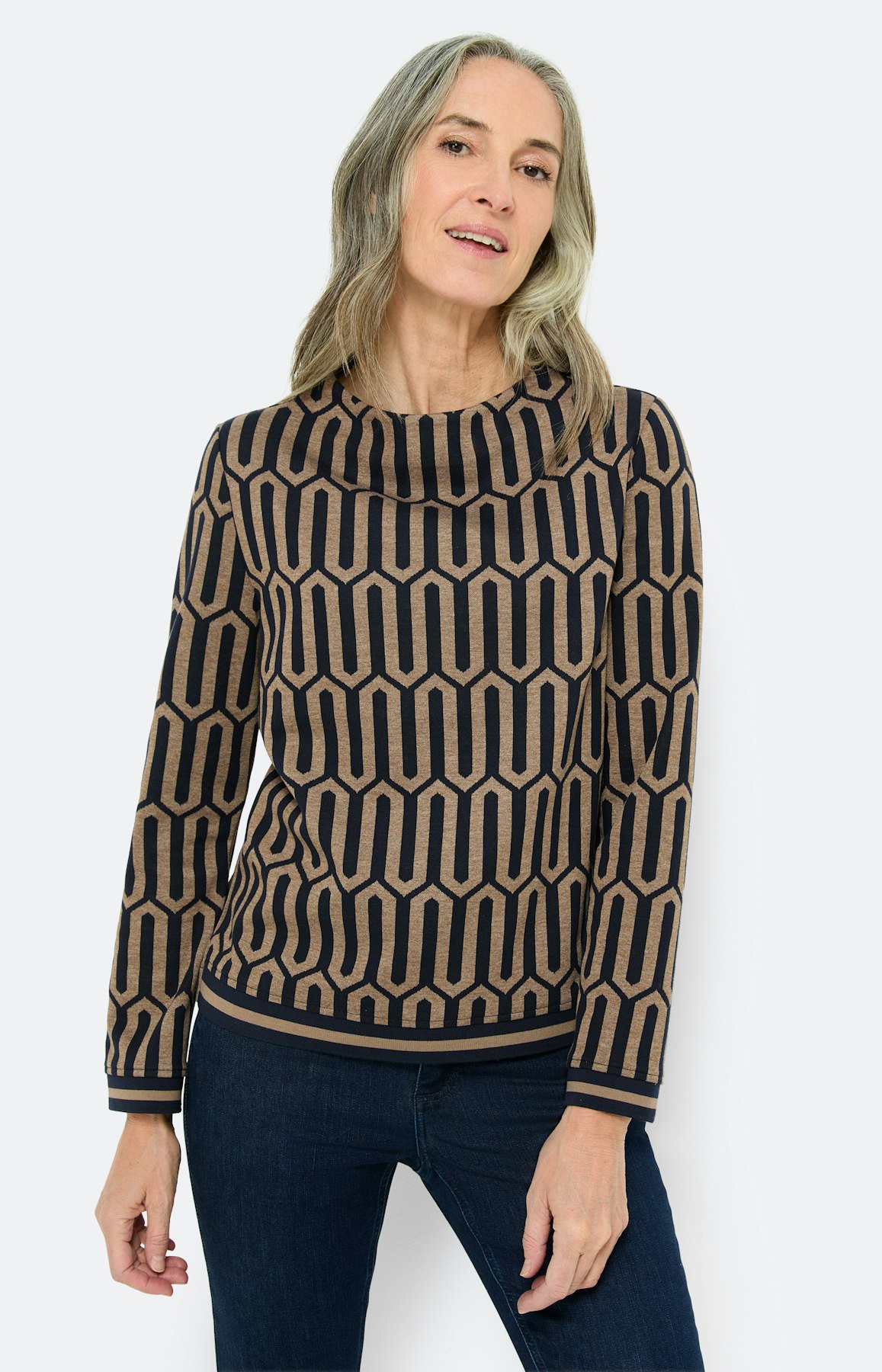 Sweatshirt met boorden, marine