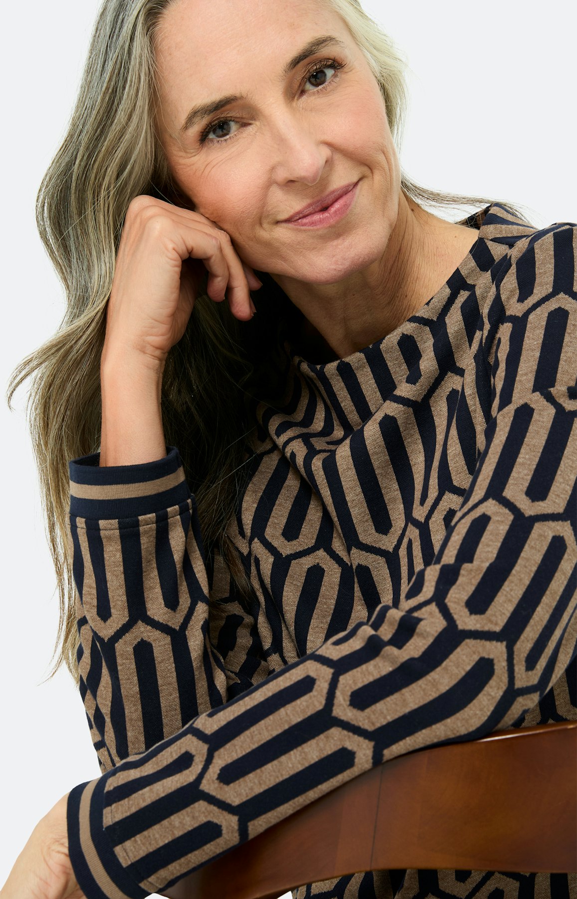 Sweatshirt met boorden, marine