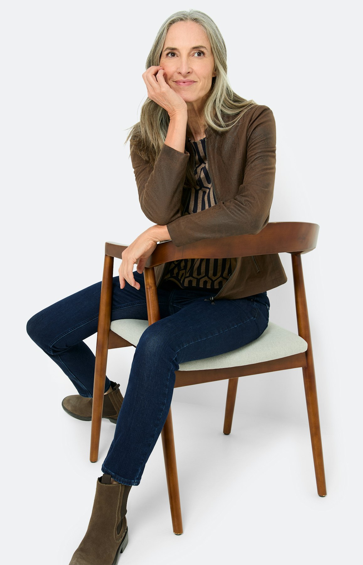 Sweatshirt met boorden, marine