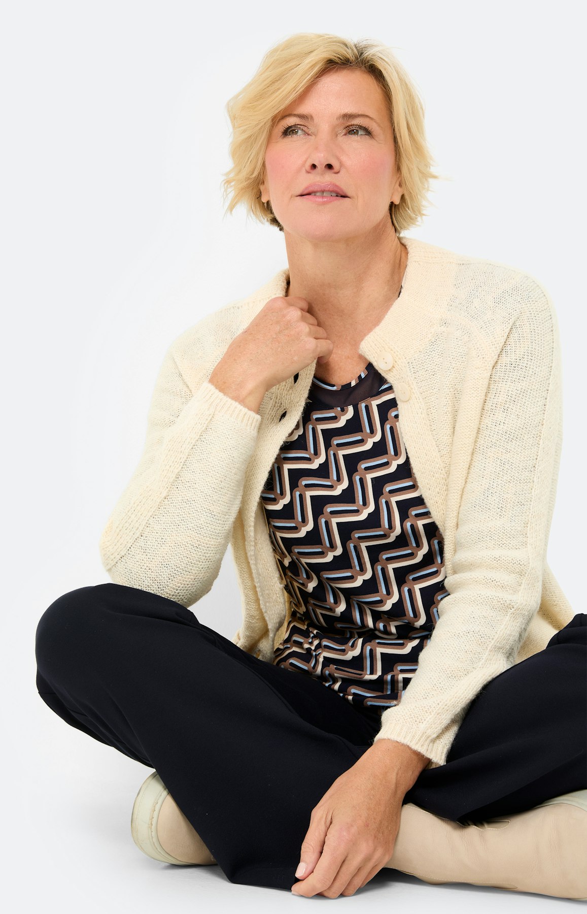 Shirt met lange mouw & meshinzet, marine