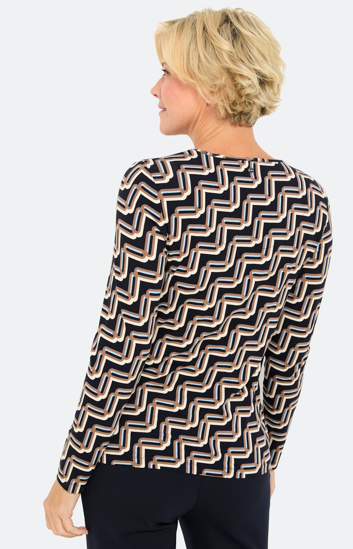 Shirt met lange mouw & meshinzet, marine