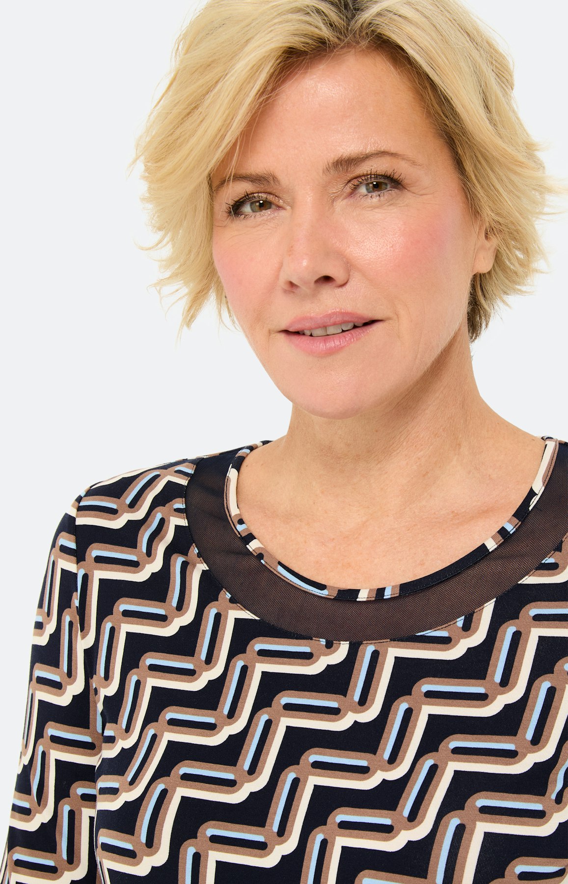 Shirt met lange mouw & meshinzet, marine