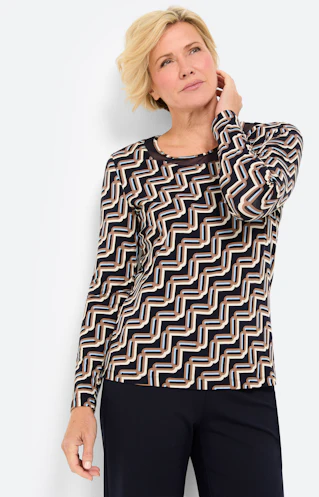 Shirt met lange mouw & meshinzet, marine