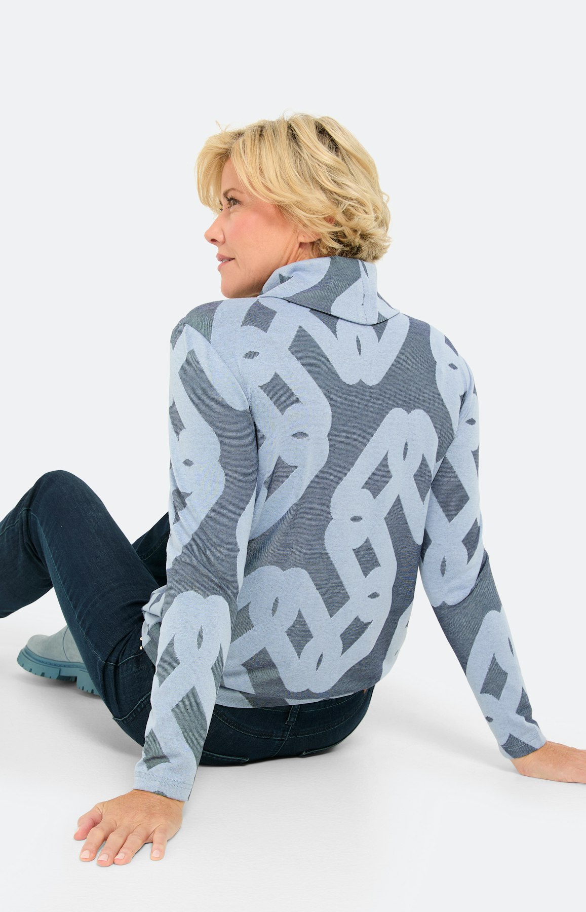 Shirt met lange mouwen en col, marine