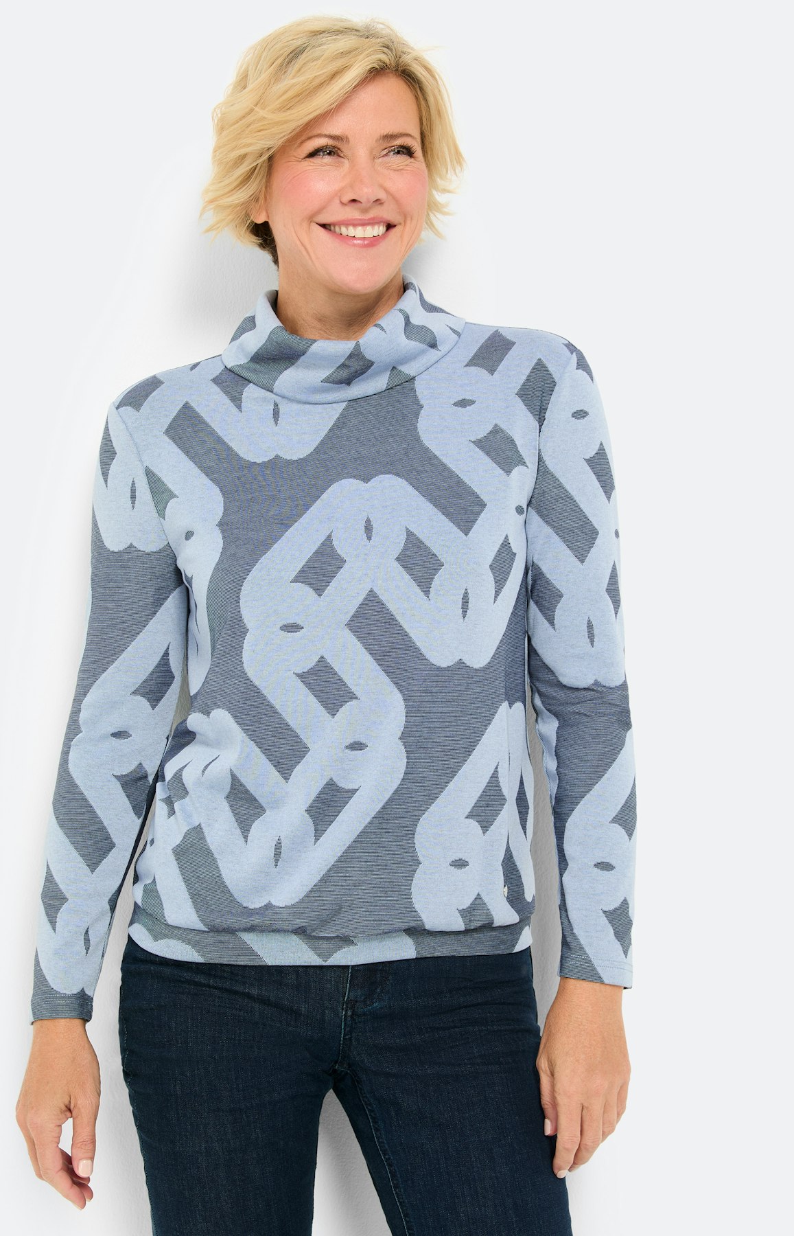 Shirt met lange mouwen en col, marine