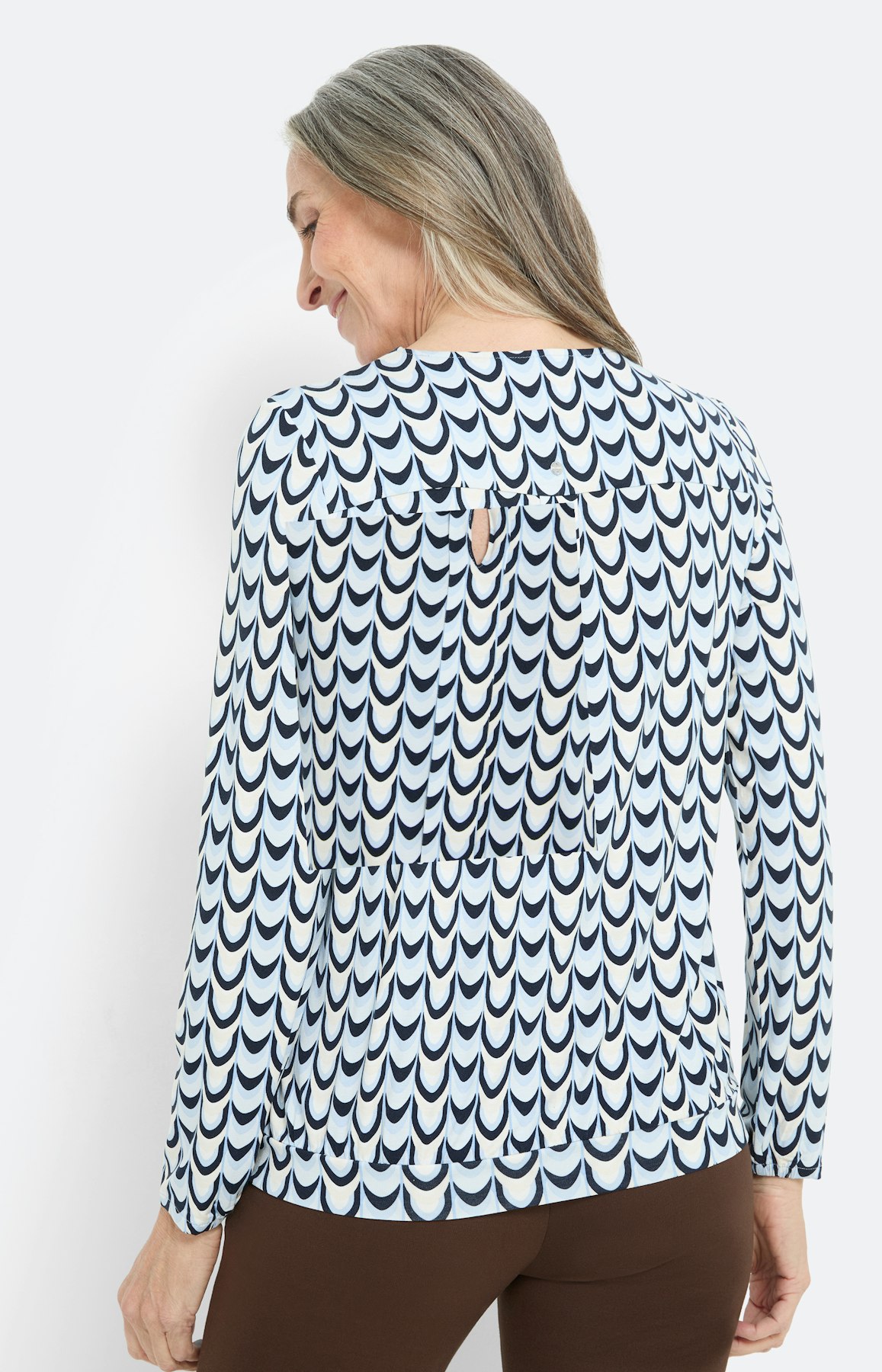 Shirt met lange mouwen en oogje, marine