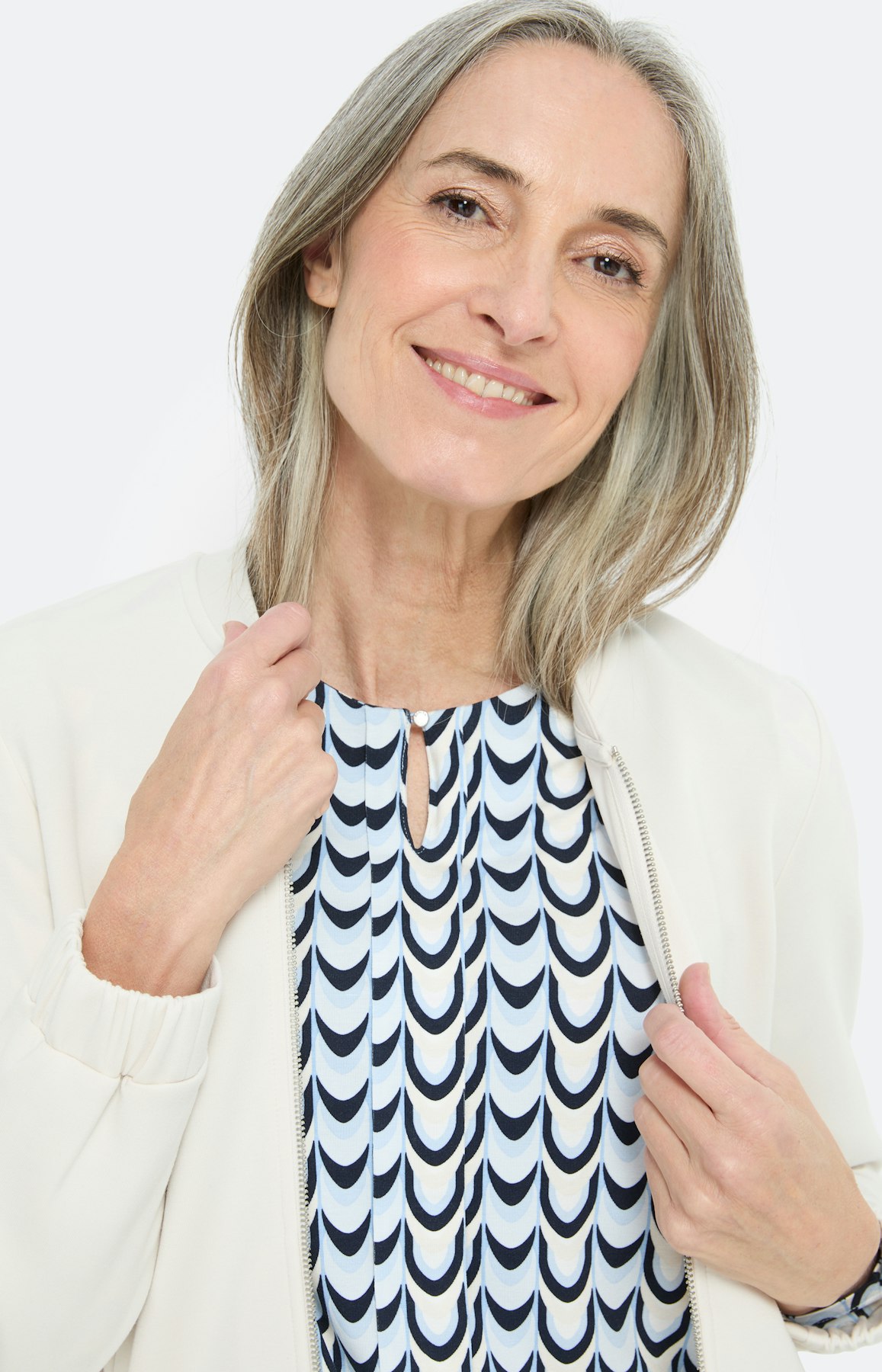 Shirt met lange mouwen en oogje, marine