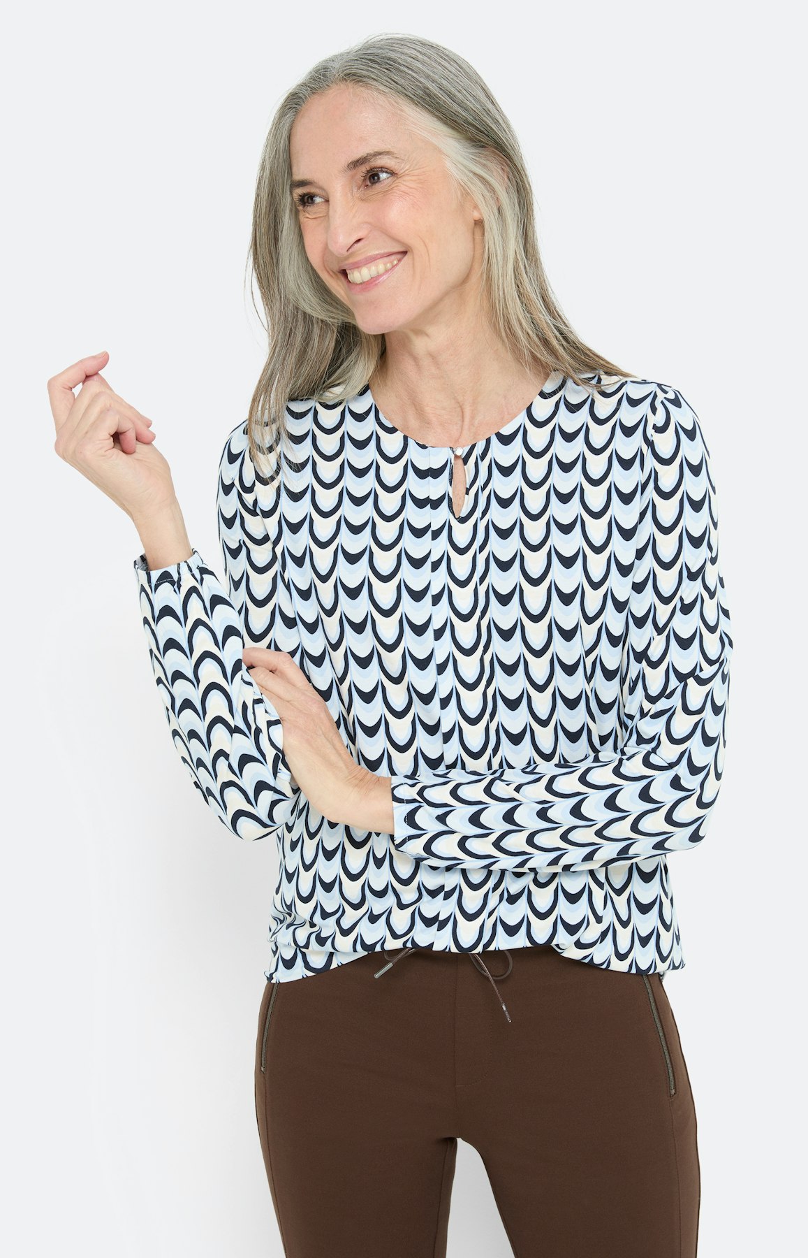 Shirt met lange mouwen en oogje, marine