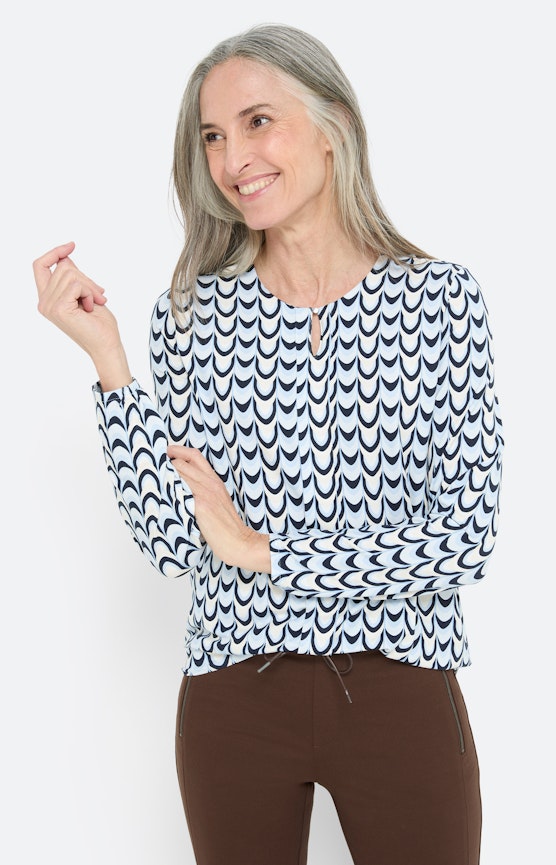 Langarmshirt mit Eyelet, marine