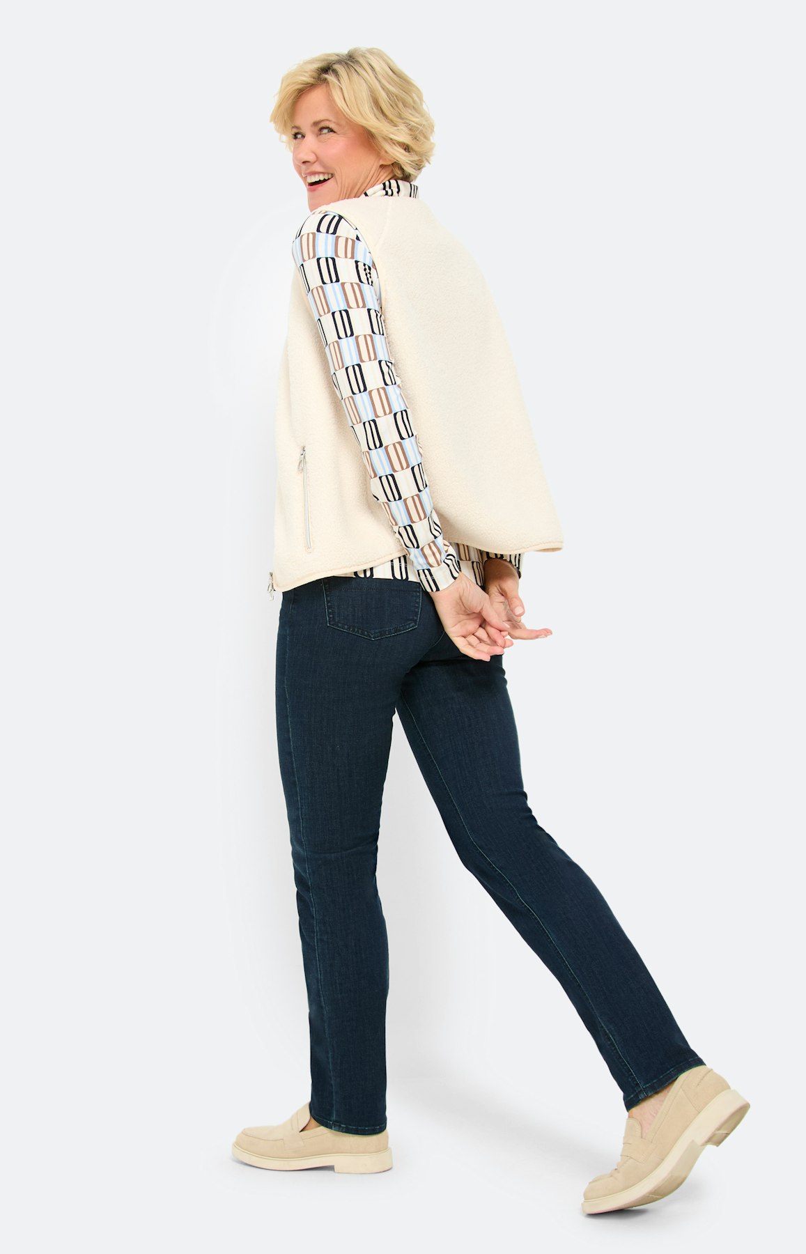 Shirt met lange mouwen en col, taupe