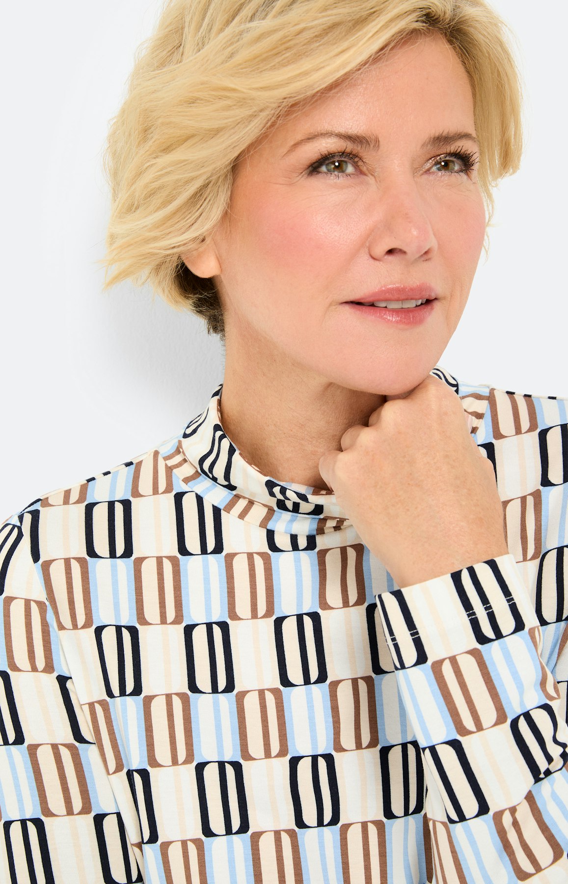 Shirt met lange mouwen en col, taupe