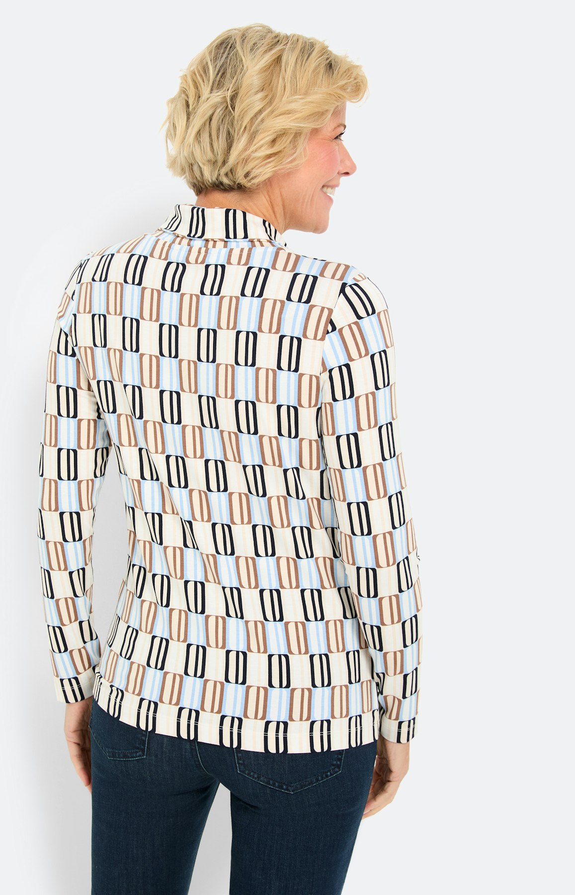 Shirt met lange mouwen en col, taupe