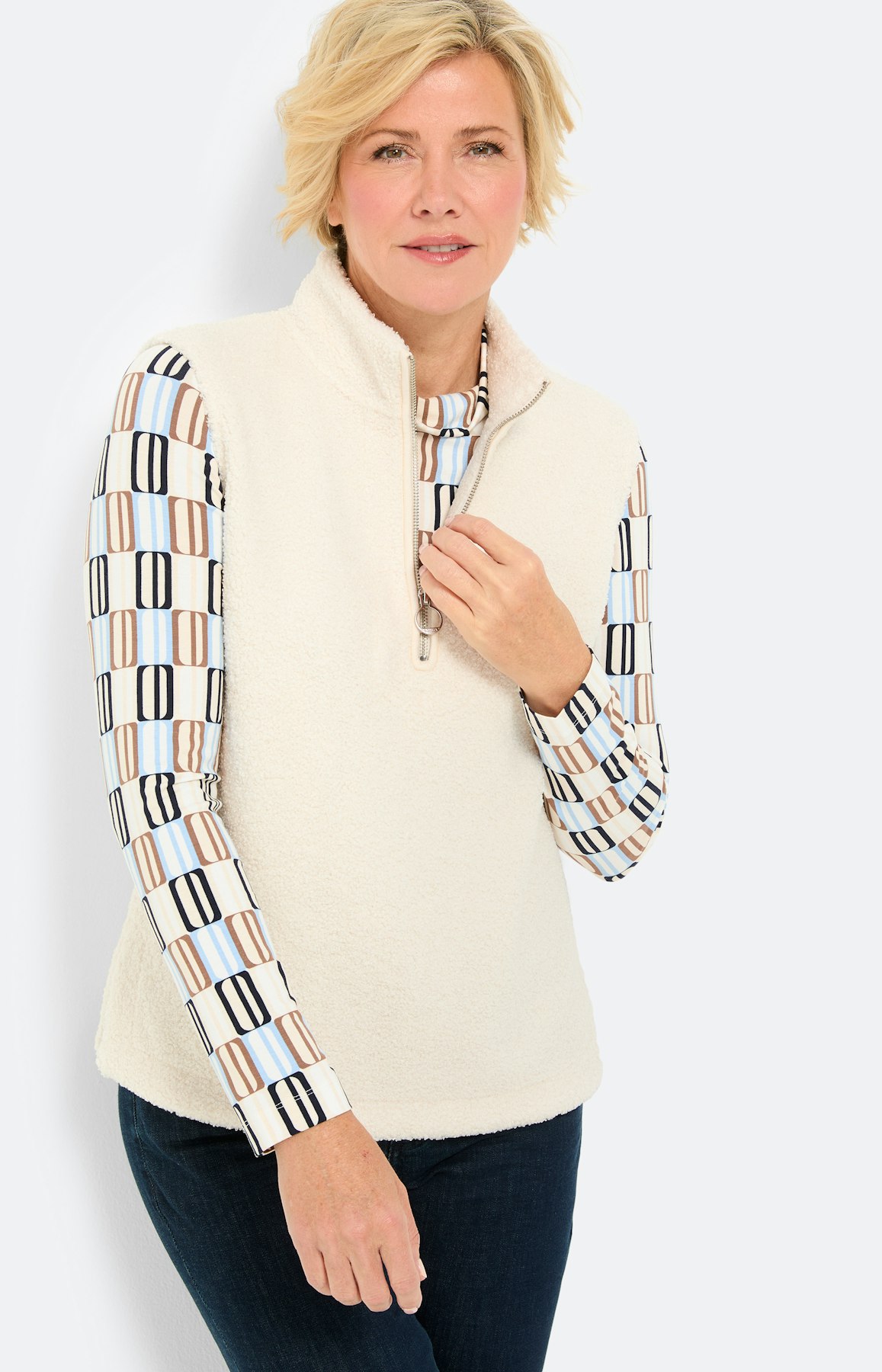 Slip-over van imitatiebont, crème