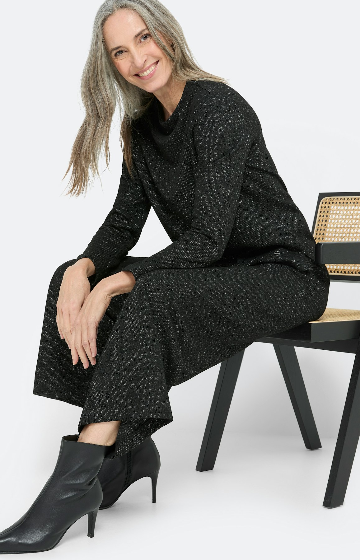 Sweatshirt met glittereffect, zwart