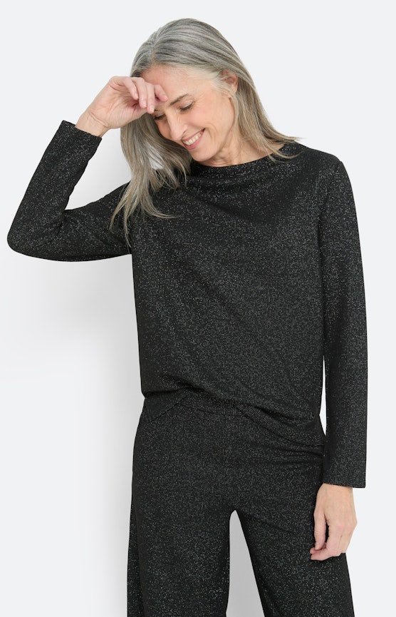 Sweatshirt met glittereffect, zwart