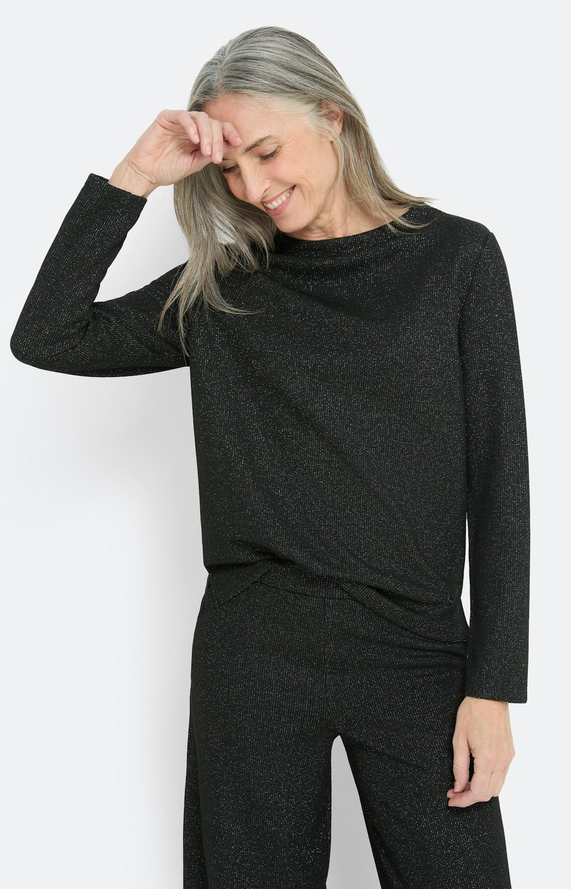 Sweatshirt met glittereffect, zwart