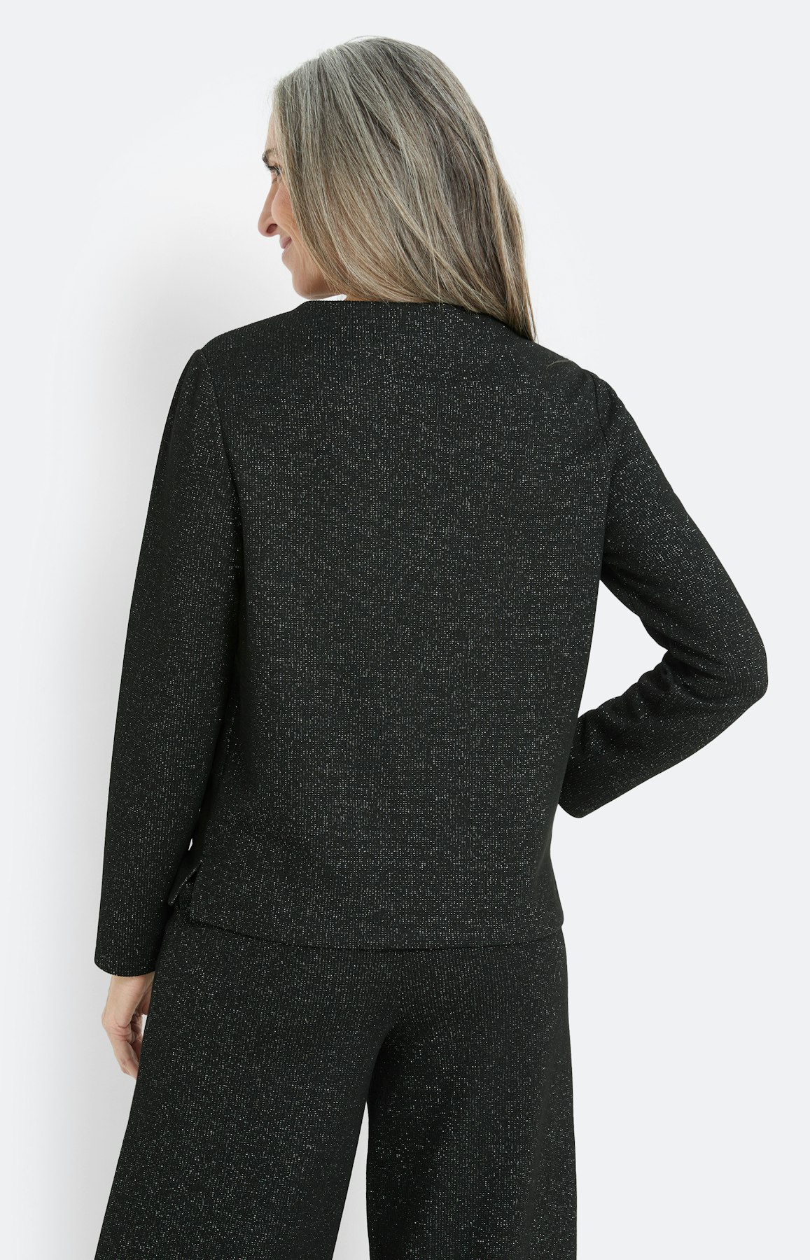 Sweatshirt met glittereffect, zwart