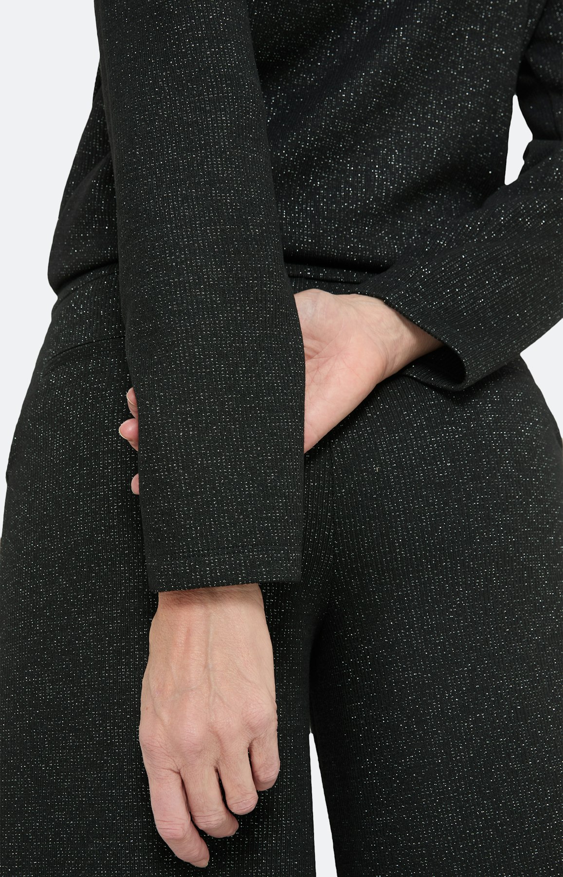 Sweatshirt met glittereffect, zwart