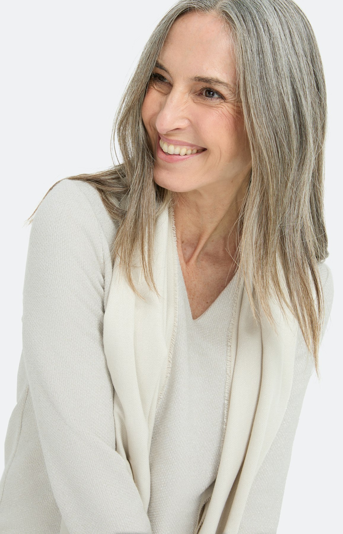 Sweatshirt met glittereffect, crème