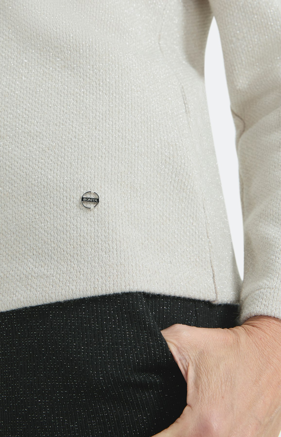 Sweatshirt met glittereffect, crème