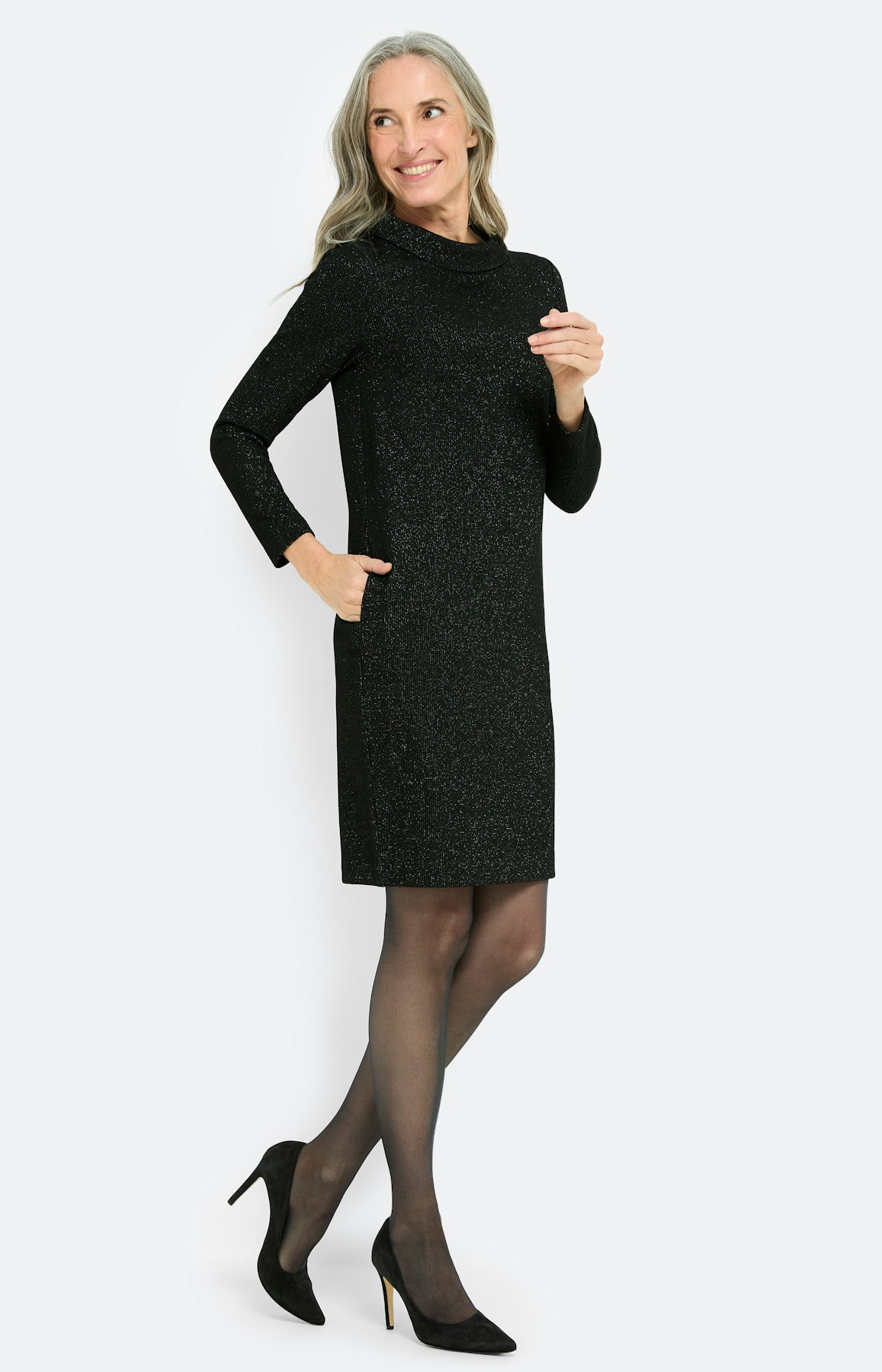 Jurk met glittereffect, zwart