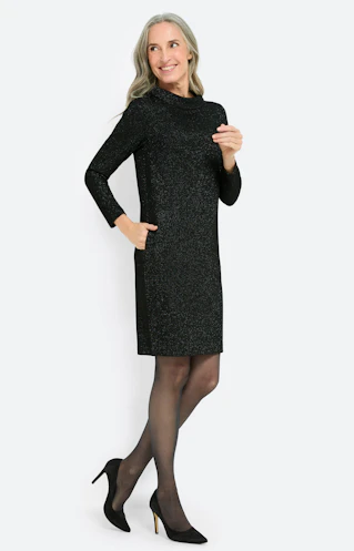 Jurk met glittereffect, zwart