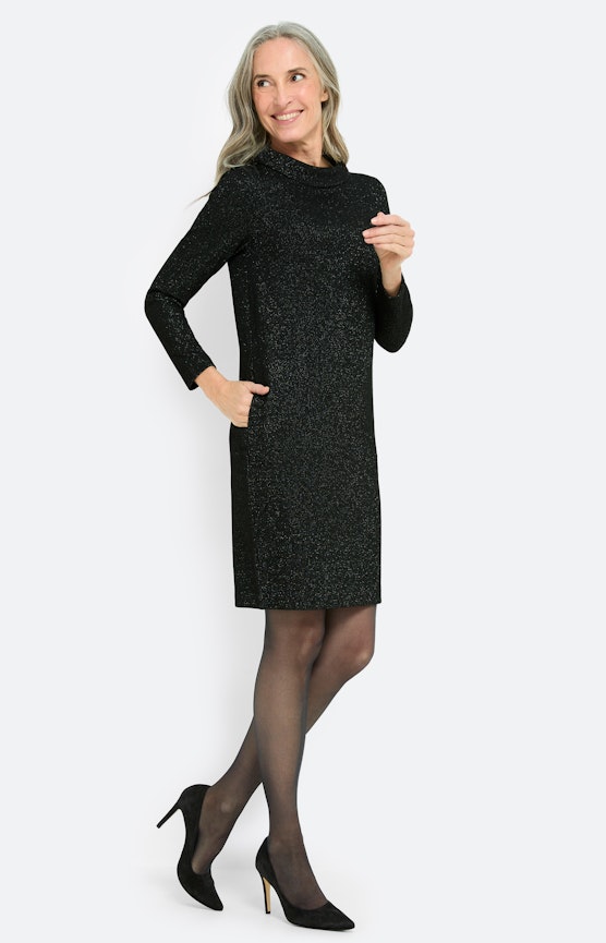 Jurk met glittereffect, zwart