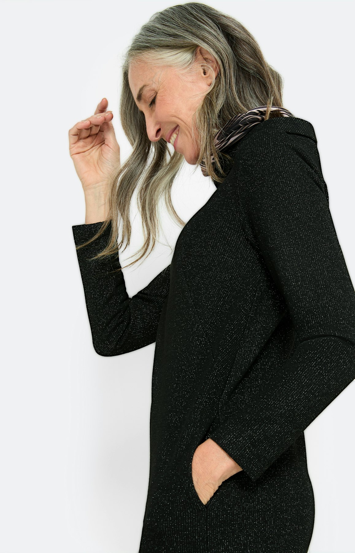 Jurk met glittereffect, zwart