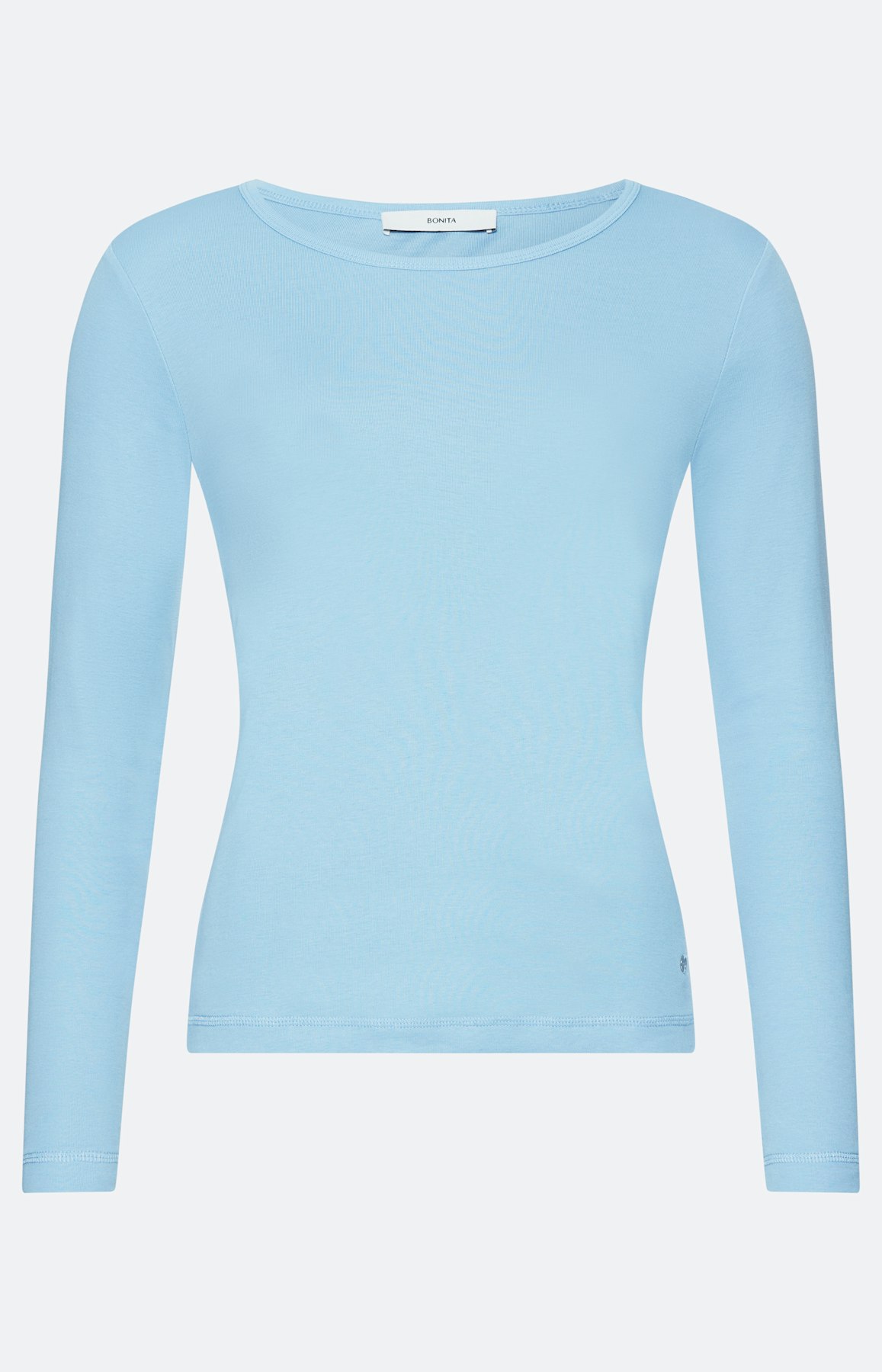 Shirt met lange mouw & ronde hals, blauw