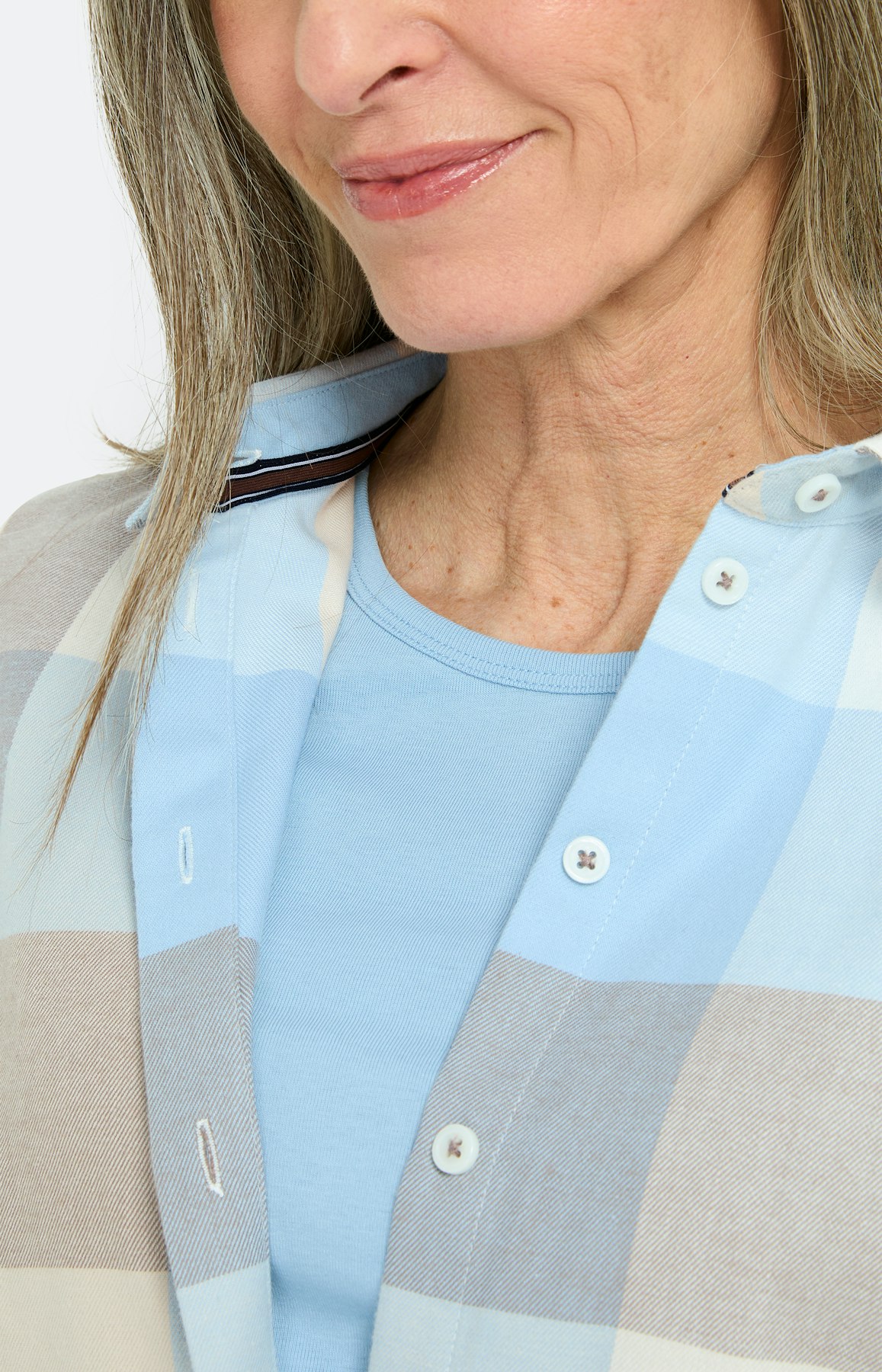 Shirt met lange mouw & ronde hals, blauw