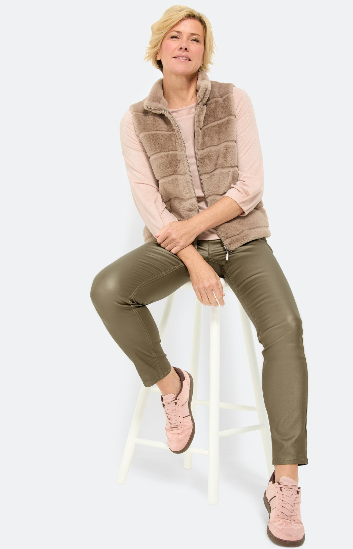 Shirt met glittereffect, lichtroze