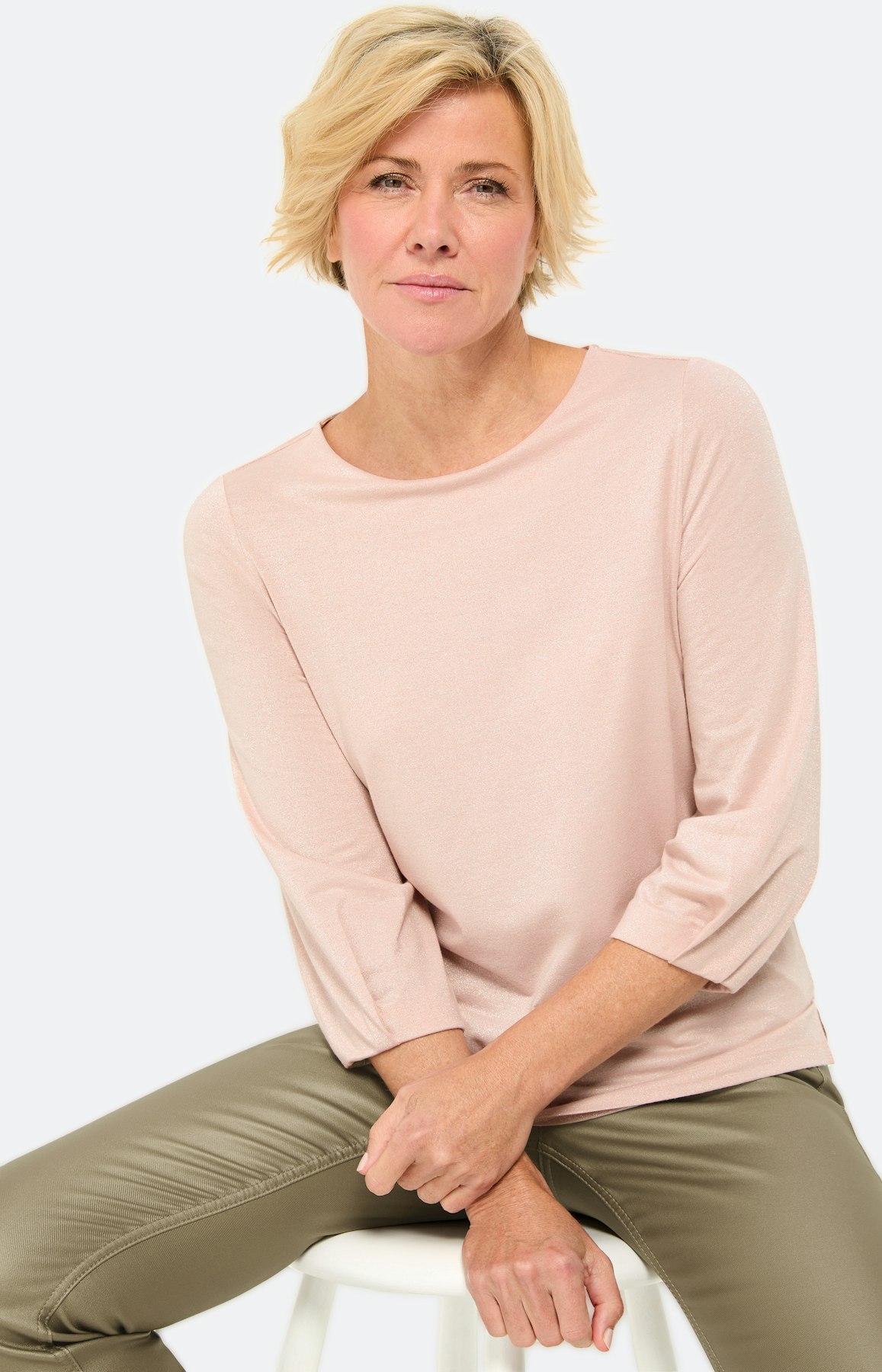 Shirt met glittereffect, lichtroze