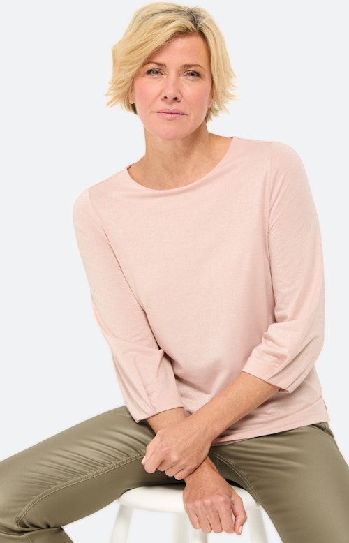 Shirt met glittereffect, lichtroze