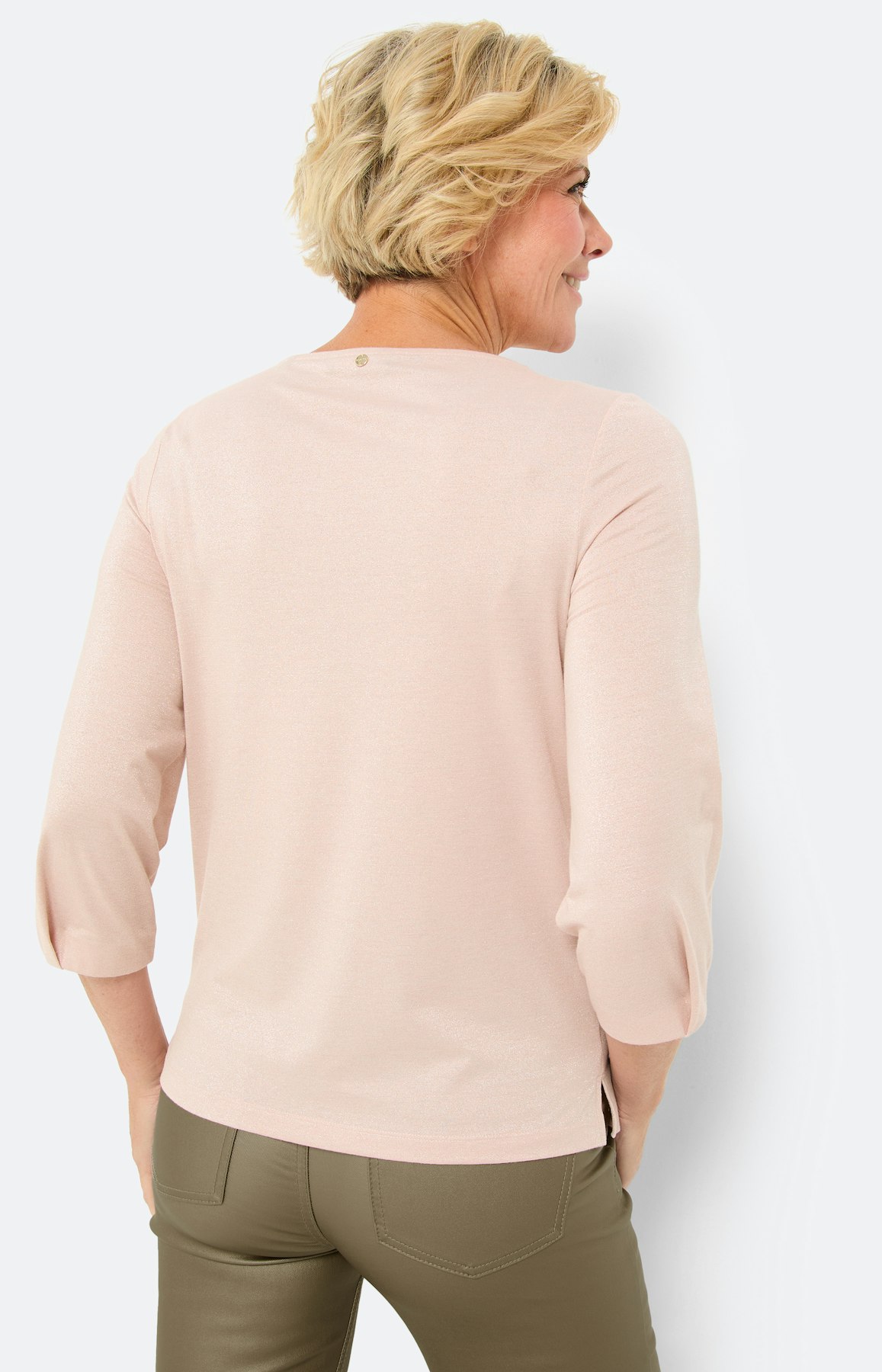 Shirt met glittereffect, lichtroze