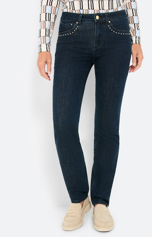 Jeans, straight fit 32 inch, donkerblauw