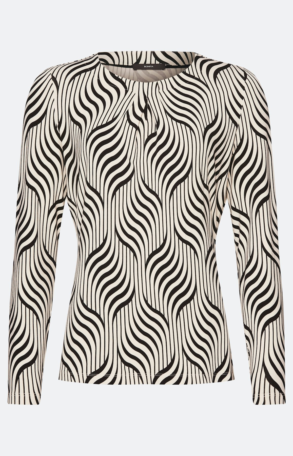 Shirt met lange mouwen en oogje, crème