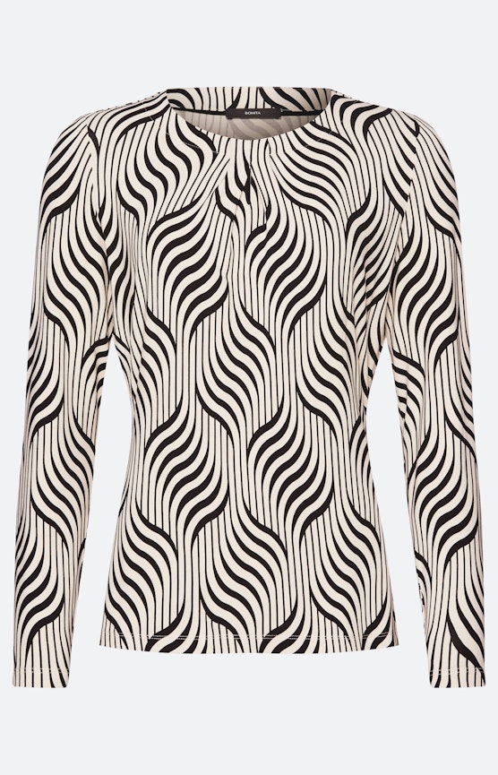 Shirt met lange mouwen en oogje, crème