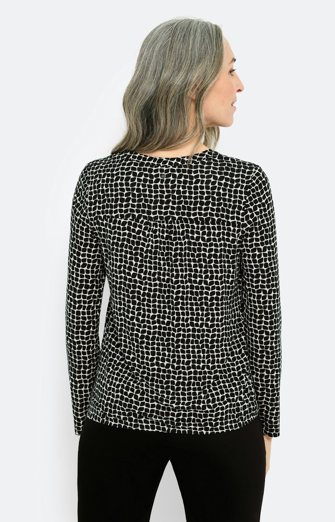 Shirt met elastische zoom, zwart