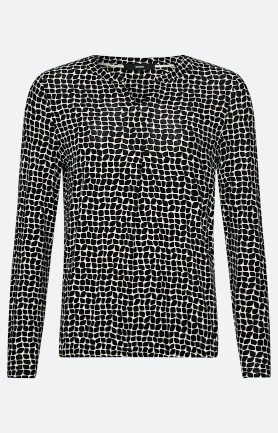 Shirt met elastische zoom, zwart