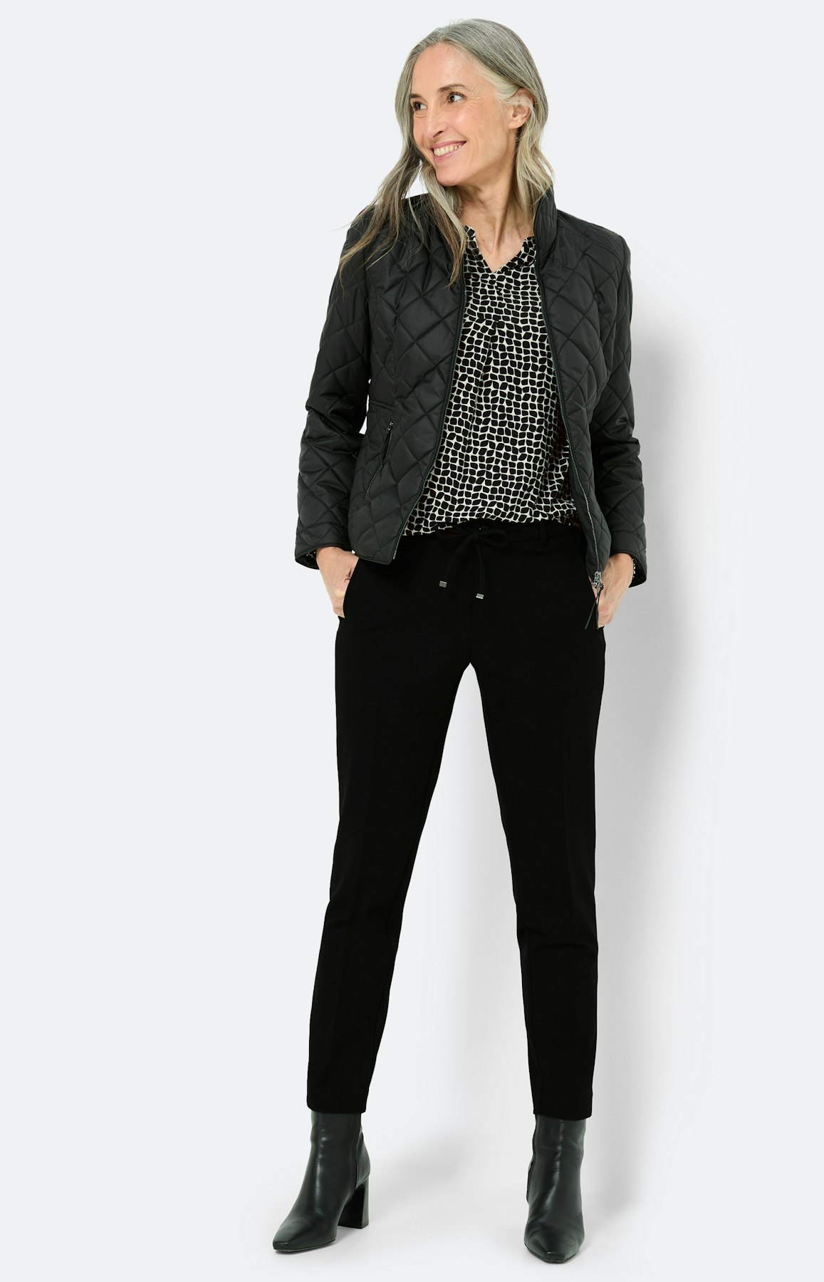 Shirt met elastische zoom, zwart