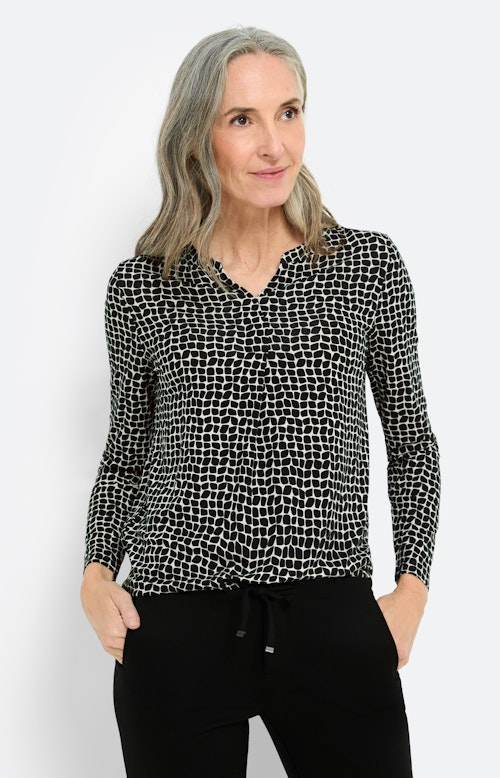 Shirt met elastische zoom, zwart