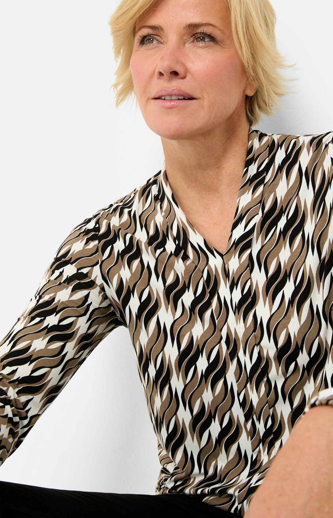 Shirt met een sjaalkraag, taupe