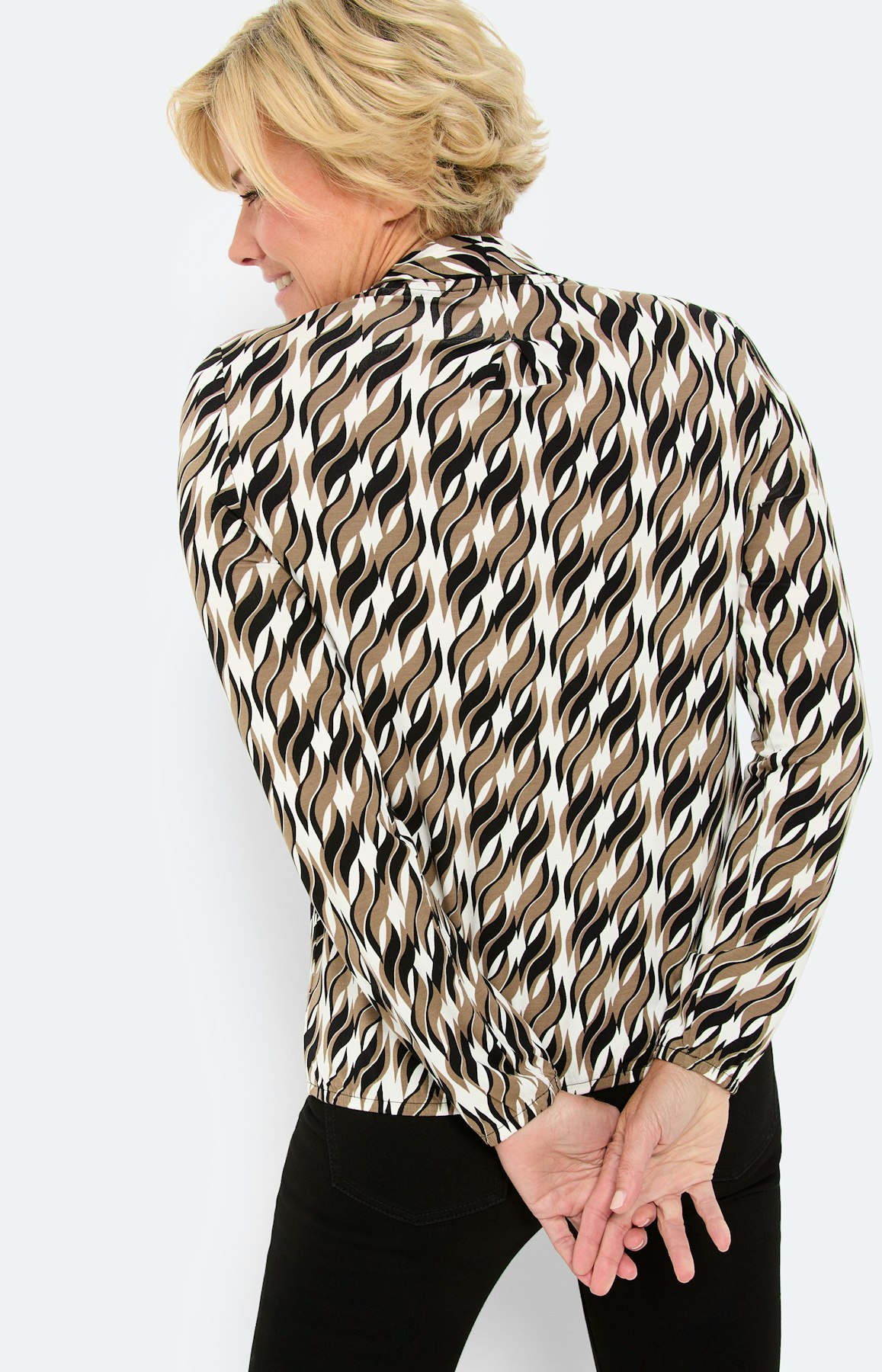 Shirt met een sjaalkraag, taupe