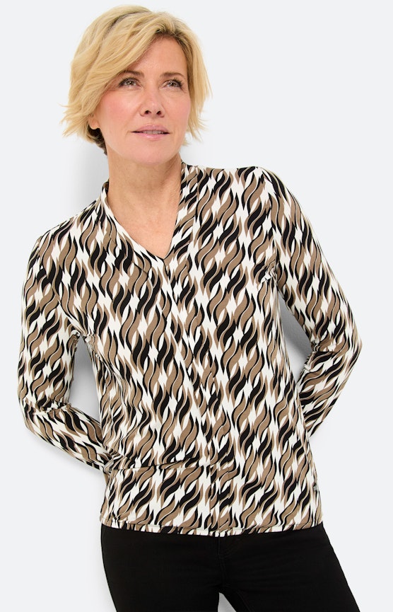 Shirt met een sjaalkraag, taupe
