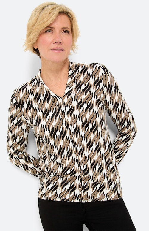 Shirt met een sjaalkraag, taupe