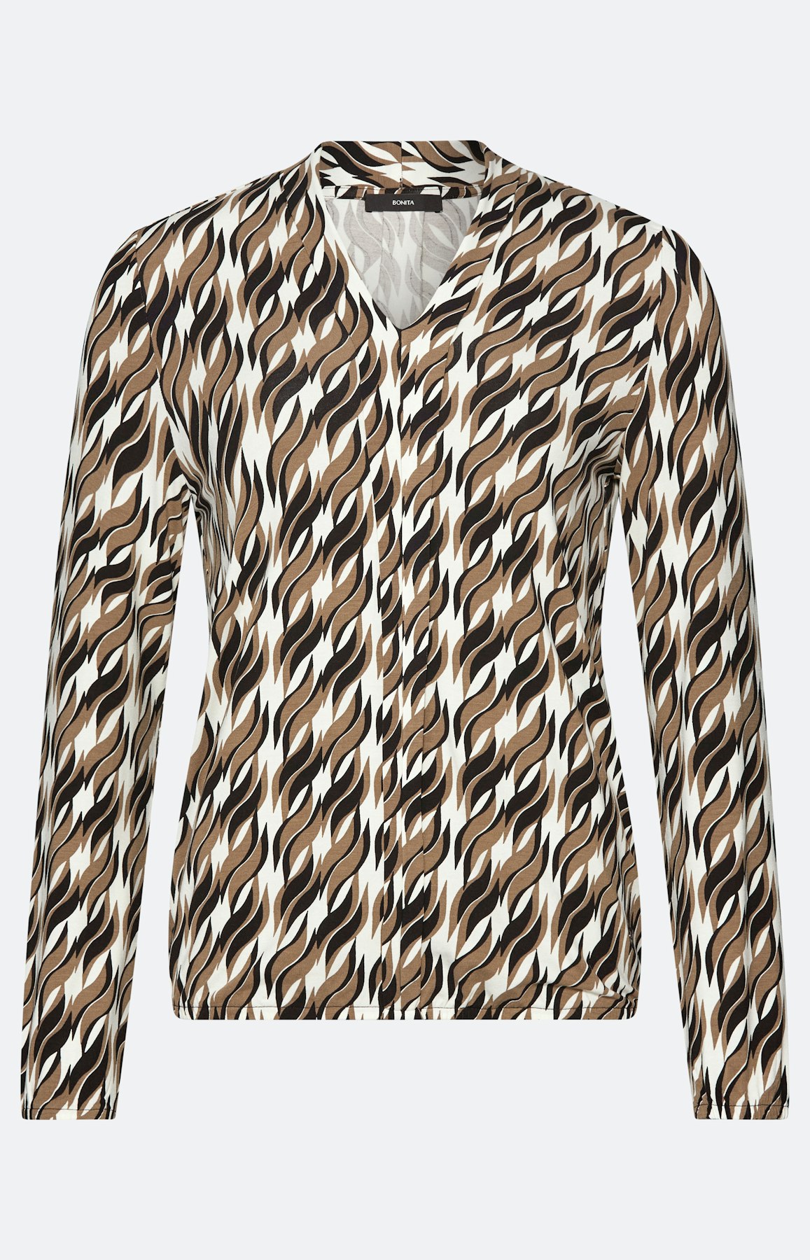 Shirt met een sjaalkraag, taupe